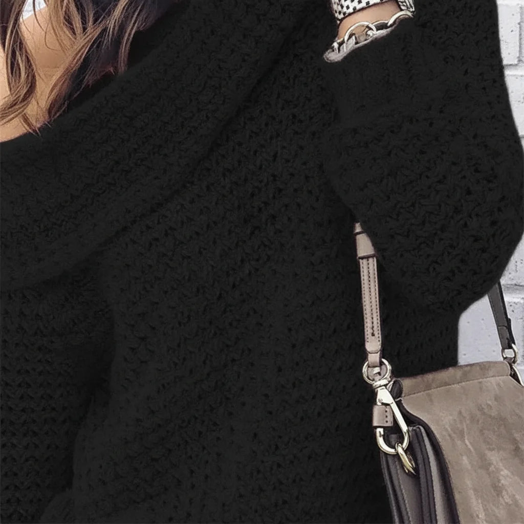 Off Shoulder Knit Sweater | Women's Relaxed Long Sleeve Top 7