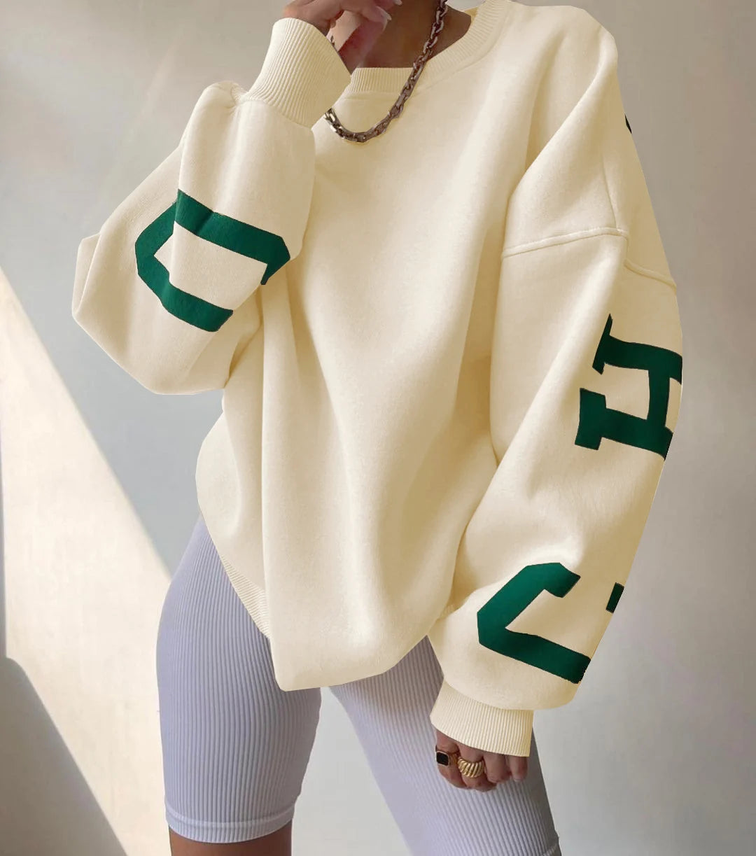 Oversized Sweater Women Contrast Sleeve Casual 11