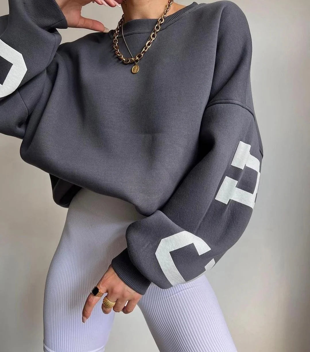 Oversized Sweater Women Contrast Sleeve Casual 13