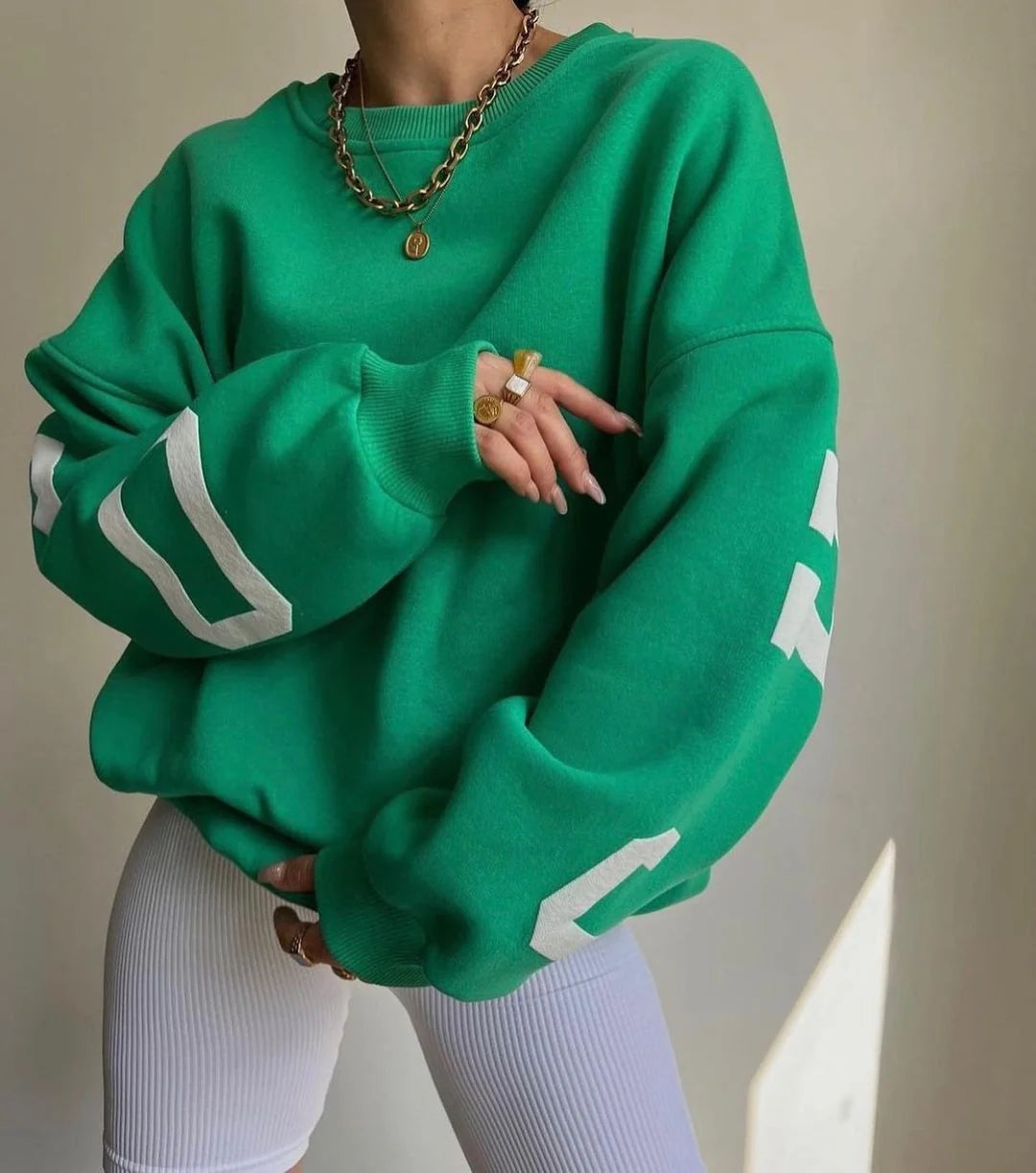 Oversized Sweater Women Contrast Sleeve Casual 15