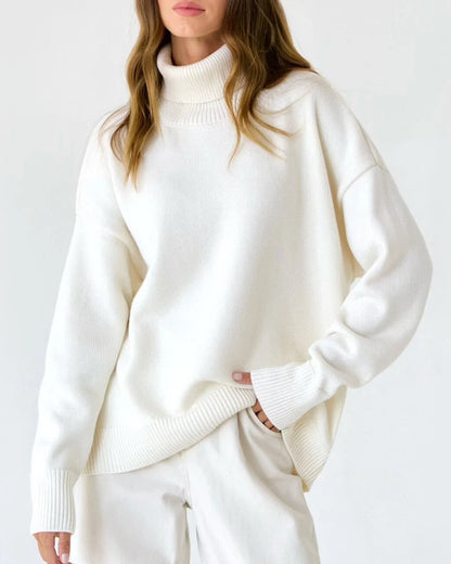Oversized Turtleneck Sweater | Women's Relaxed Knit Top 0