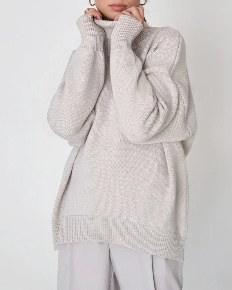 Oversized Turtleneck Sweater | Women's Relaxed Knit Top 1