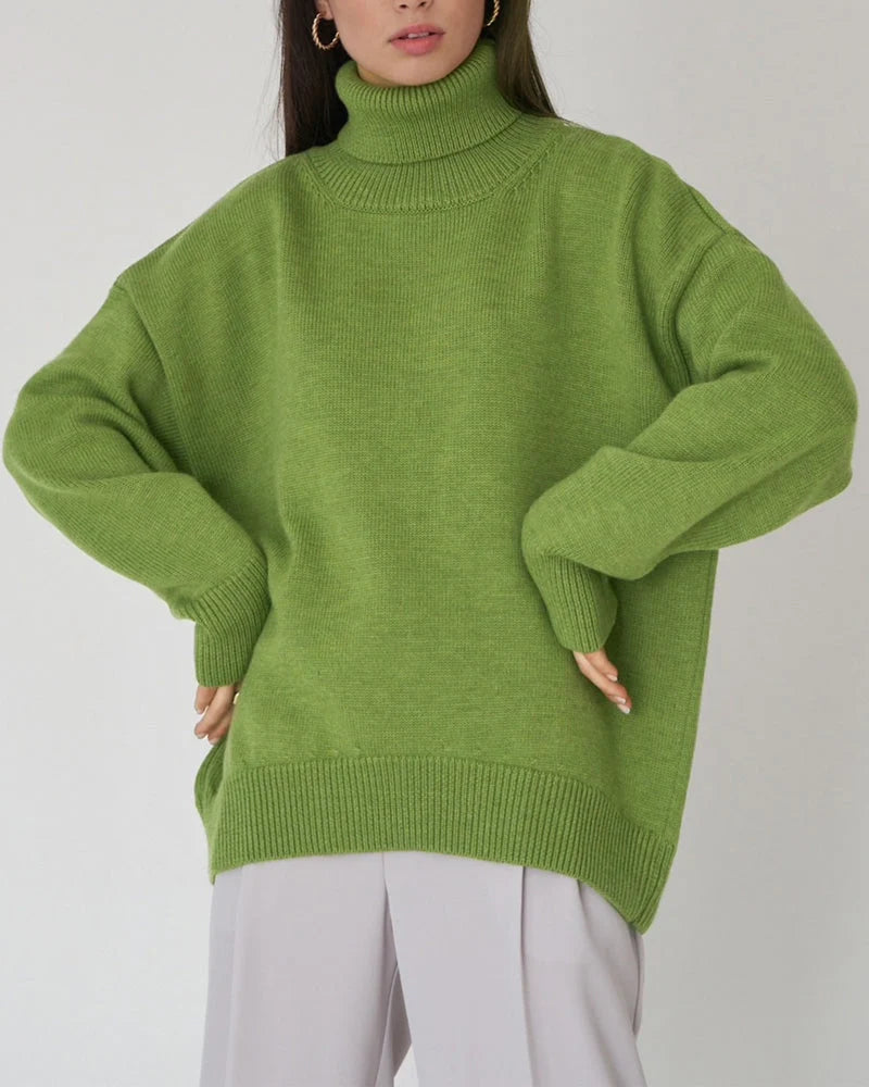 Oversized Turtleneck Sweater | Women's Relaxed Knit Top 2