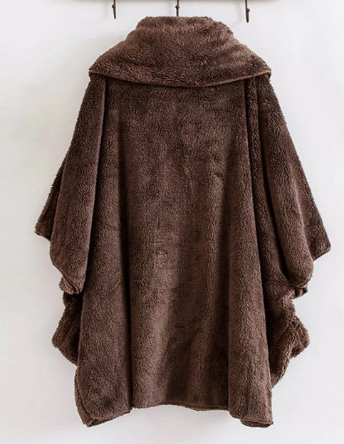 Plush Fleece Cape Coat | Women's Winter Coat Oversized 5