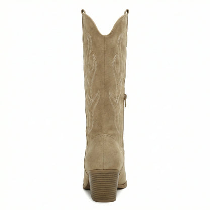 Retro Chunky Heel Knee-High Cowboy Boots | Women's Fashion Footwear 1