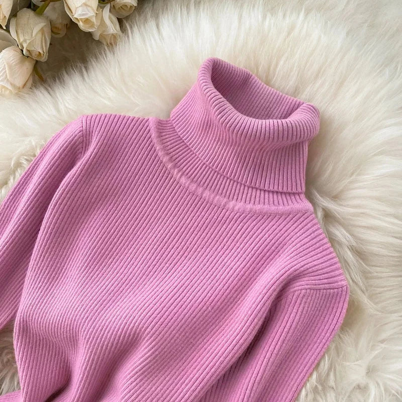 Ribbed Knit Turtleneck Maxi Dress | Women's Long Sleeve Dress 5
