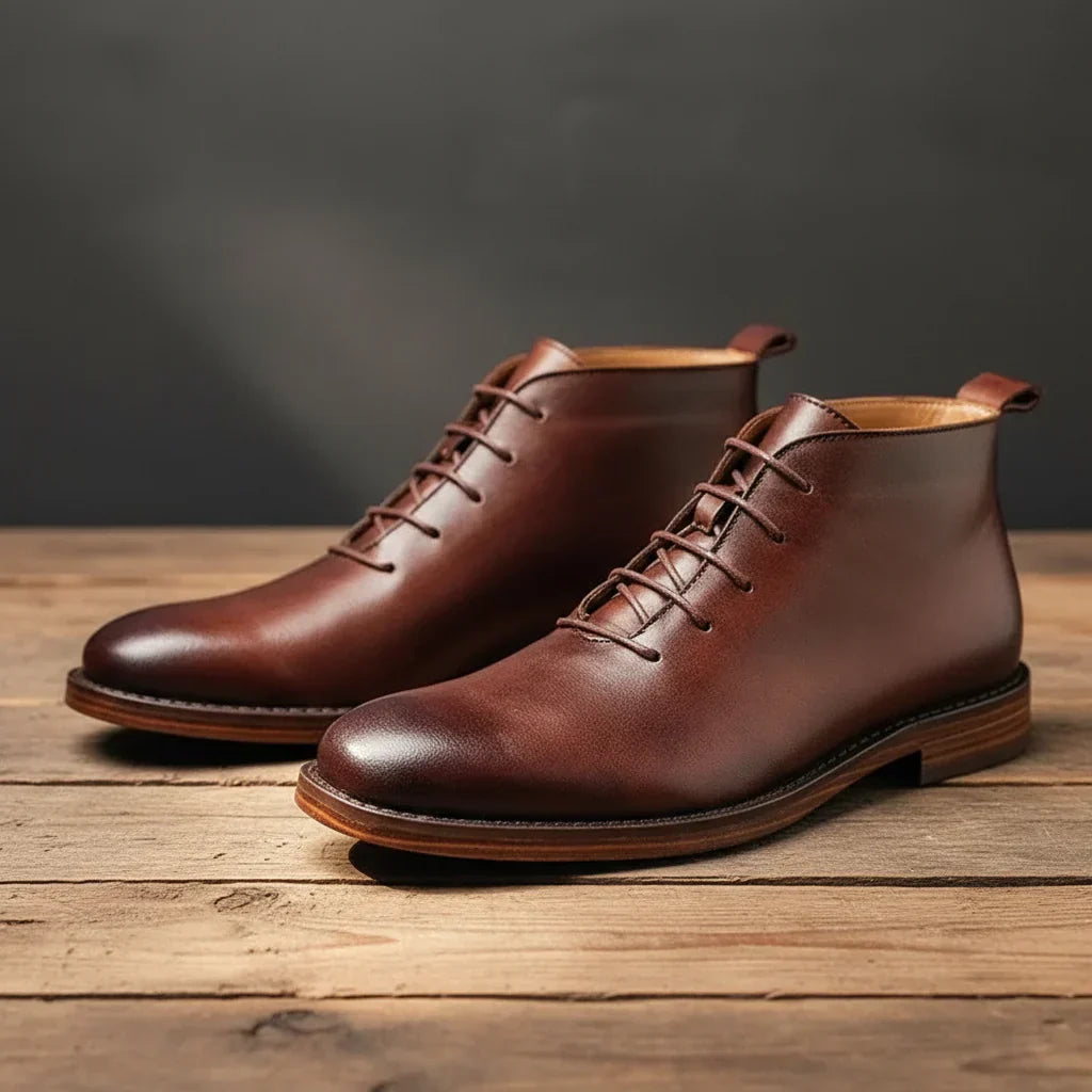Robbin | Men's Black Ankle Boots Genuine Leather 4