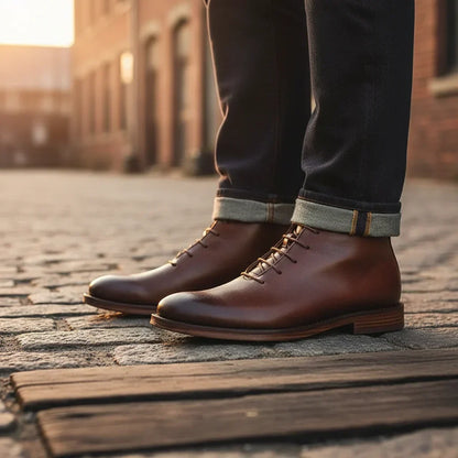 Robbin | Men's Black Ankle Boots Genuine Leather 5