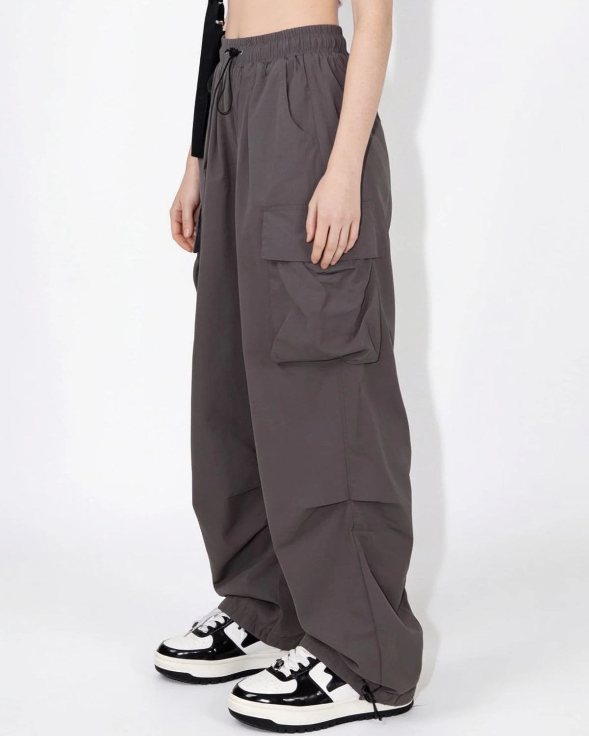 Ruched Parachute Cargo Trousers | Women's Wide Leg Pants 1