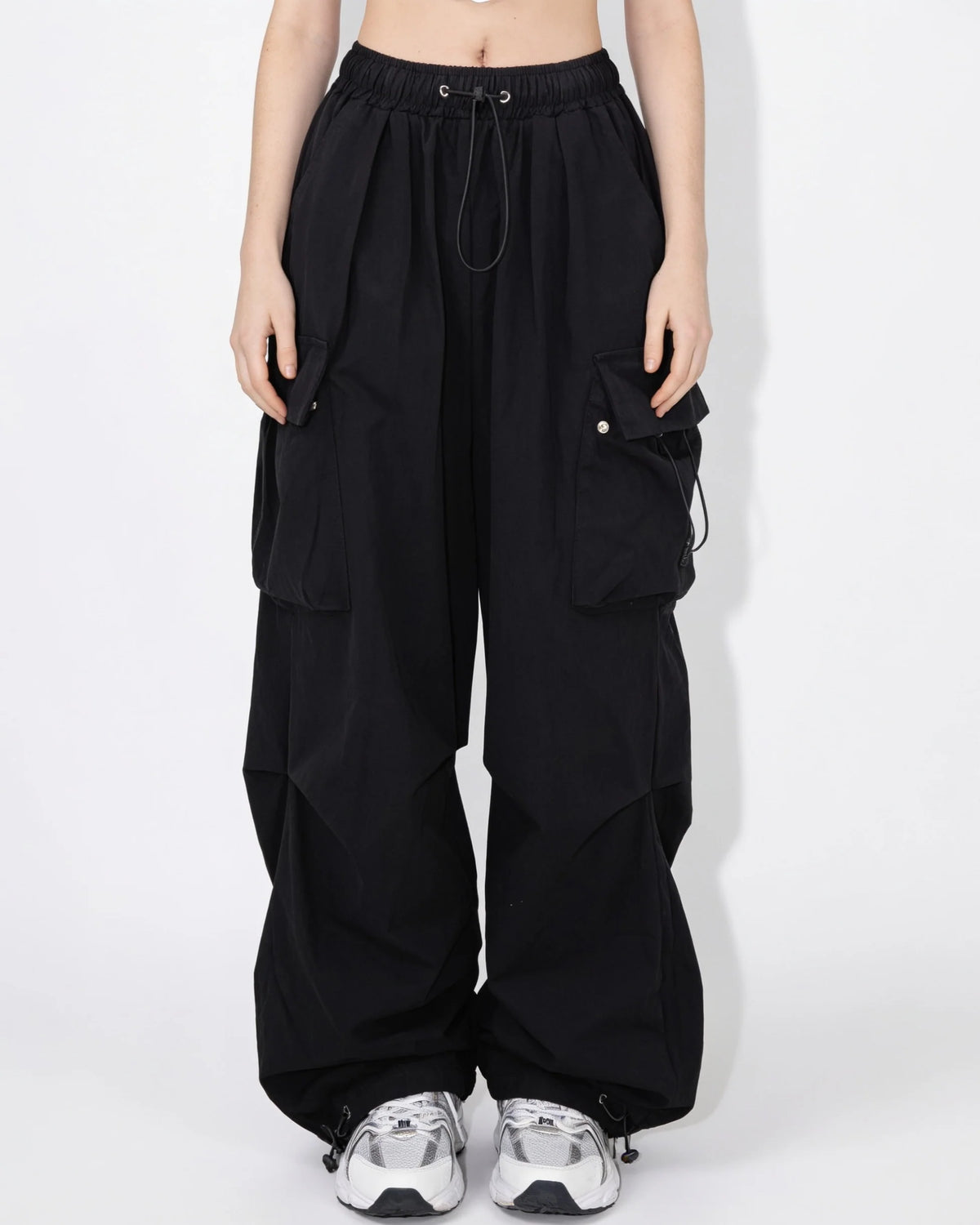 Ruched Parachute Cargo Trousers | Women's Wide Leg Pants 11
