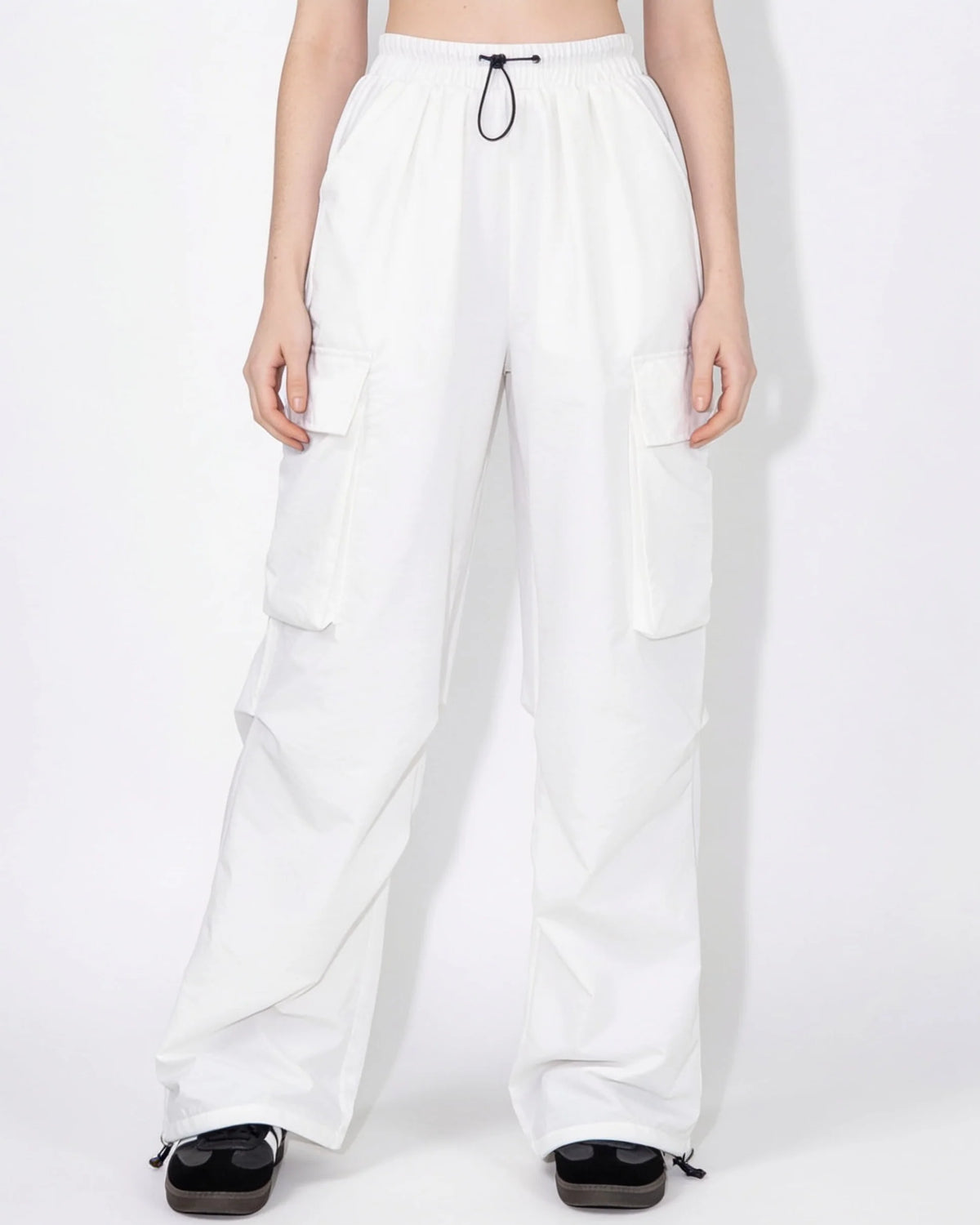 Ruched Parachute Cargo Trousers | Women's Wide Leg Pants 12