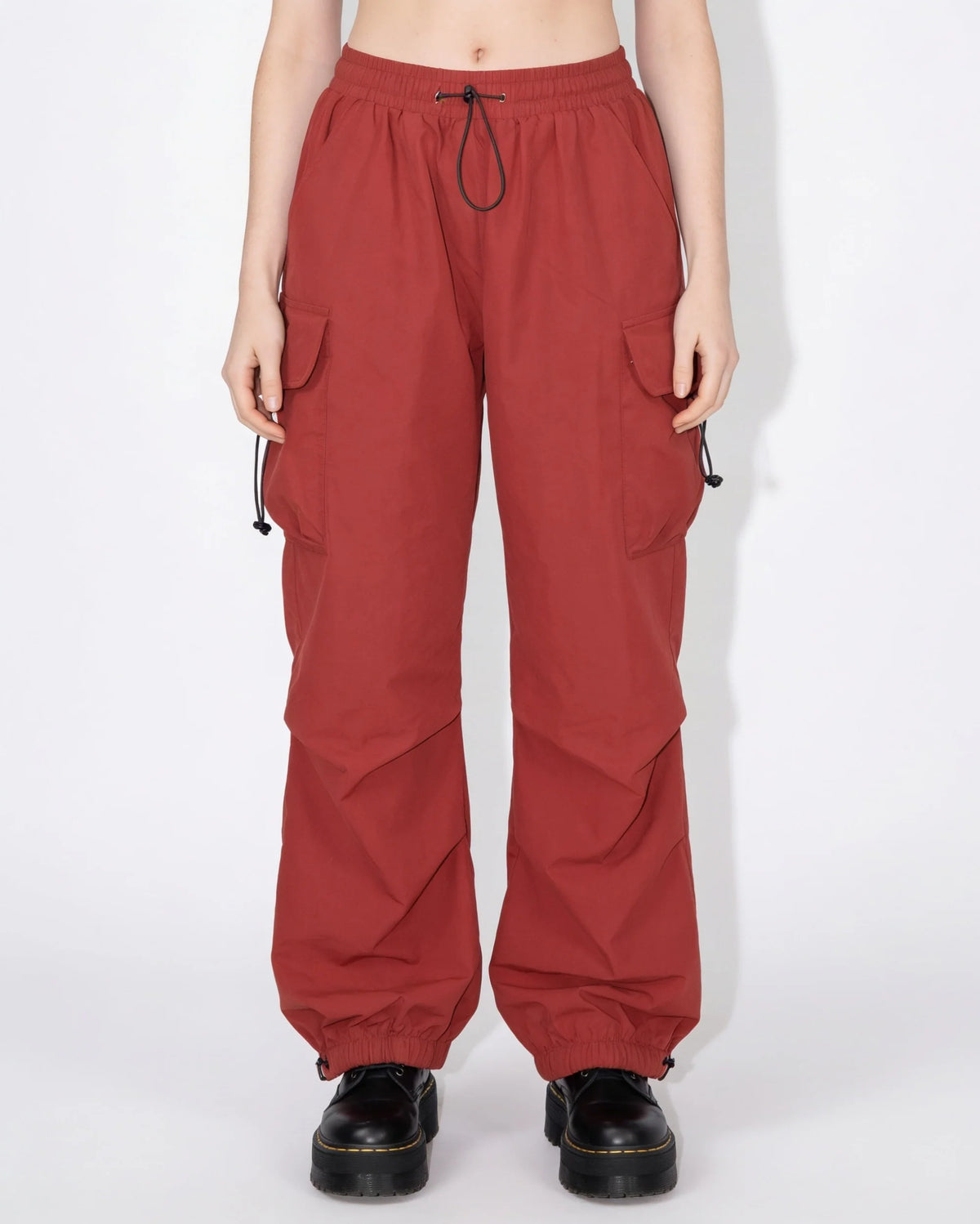 Ruched Parachute Cargo Trousers | Women's Wide Leg Pants 13
