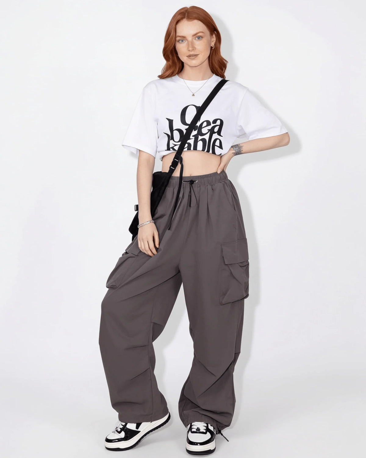 Ruched Parachute Cargo Trousers | Women's Wide Leg Pants 2