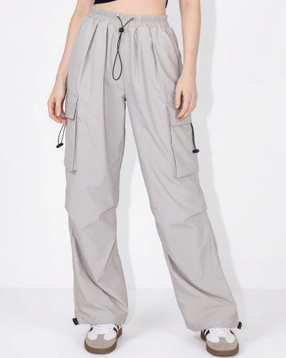 Ruched Parachute Cargo Trousers | Women's Wide Leg Pants 3