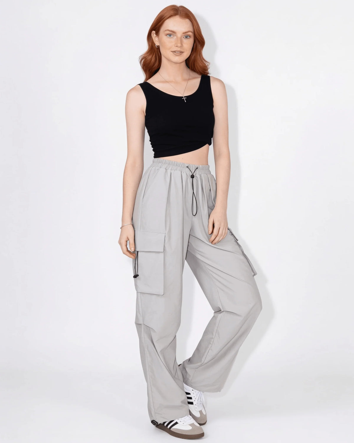 Ruched Parachute Cargo Trousers | Women's Wide Leg Pants 4