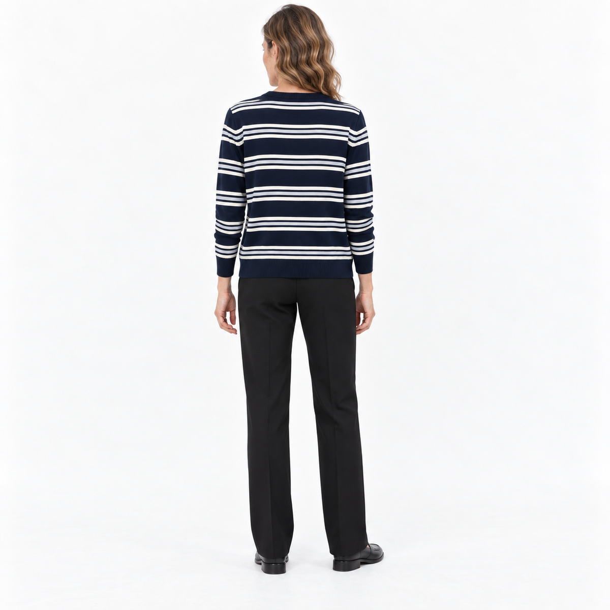 Striped Crew-Neck Knitted Cardigan | Women Casual Layer 3
