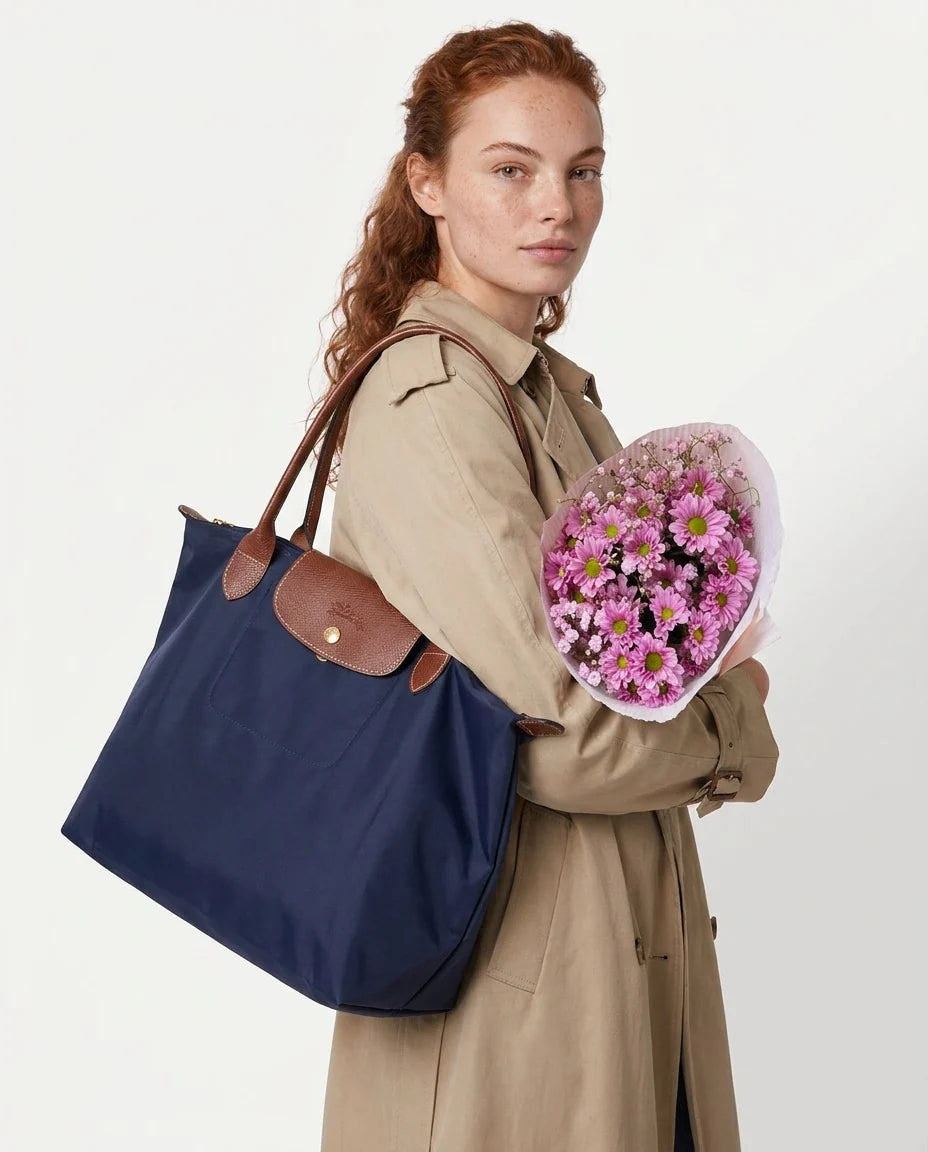 Structured Flap Pocket Tote Bag | Nylon Handbag 7