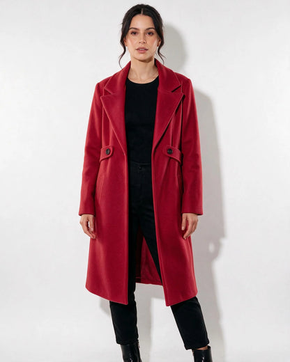 Tailored Longline Wool Coat with Notch Lapel 10
