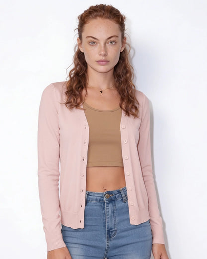 V-Neck Button Cardigan | Women's Hip-Length Knitwear 3