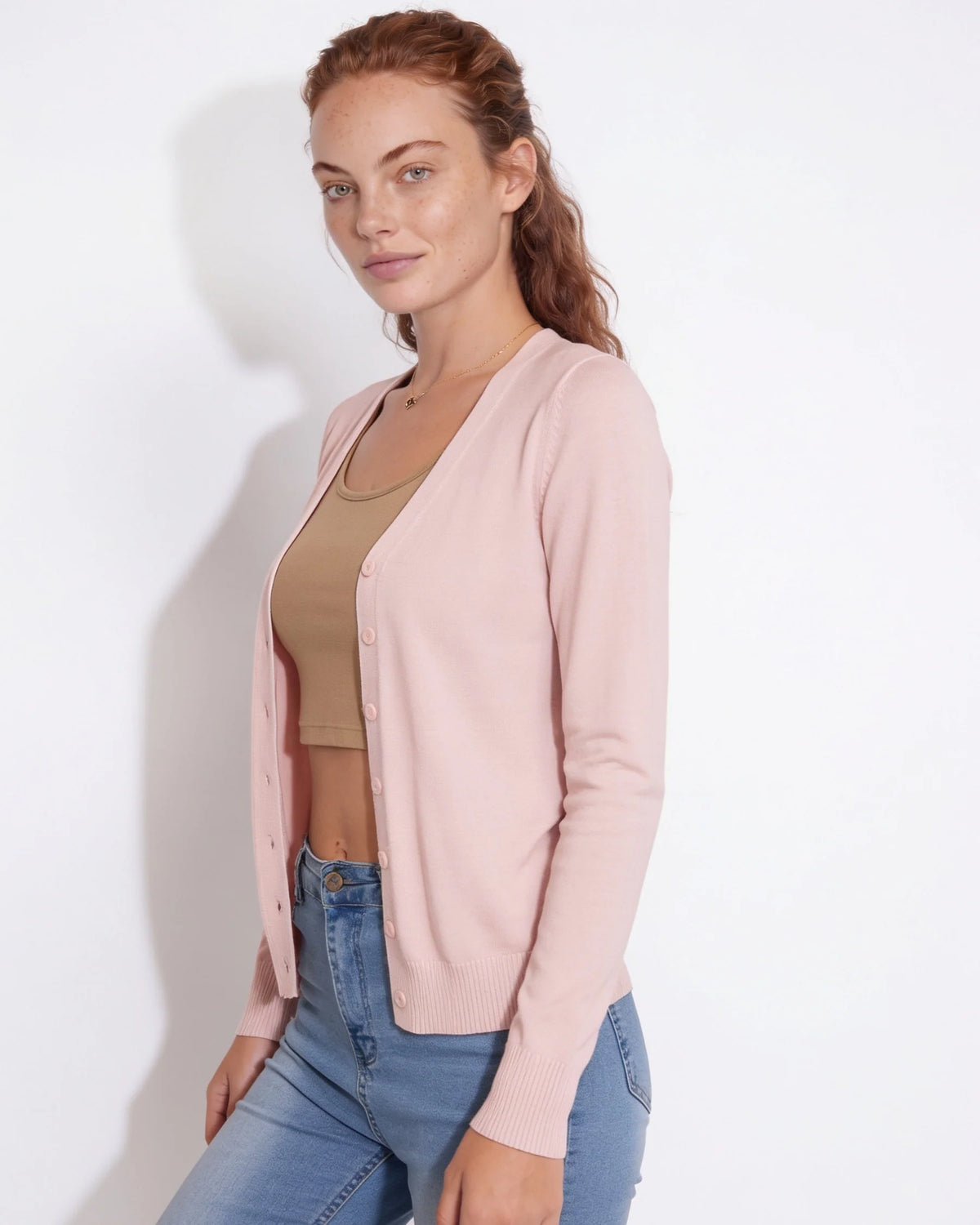 V-Neck Button Cardigan | Women's Hip-Length Knitwear 5