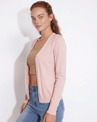 V-Neck Button Cardigan | Women's Hip-Length Knitwear 5
