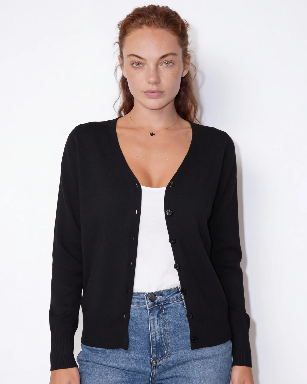 V-Neck Button Cardigan | Women's Hip-Length Knitwear 7