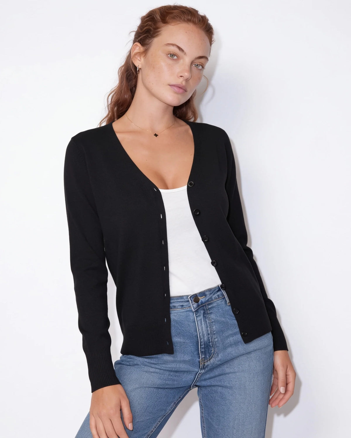 V-Neck Button Cardigan | Women's Hip-Length Knitwear 8