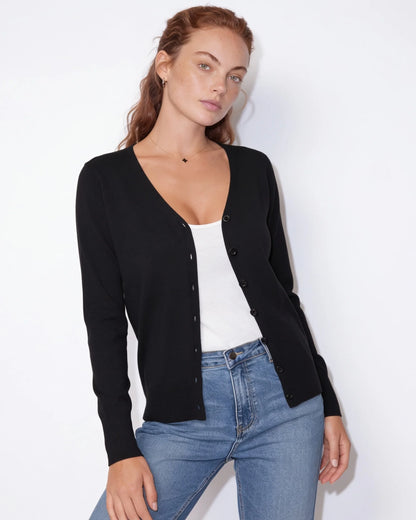 V-Neck Button Cardigan | Women's Hip-Length Knitwear 8