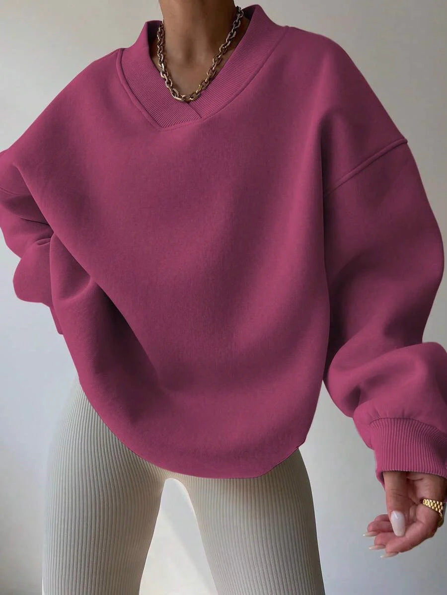 V-Neck Oversized Sweatshirt | Women's Casual Pullover 6