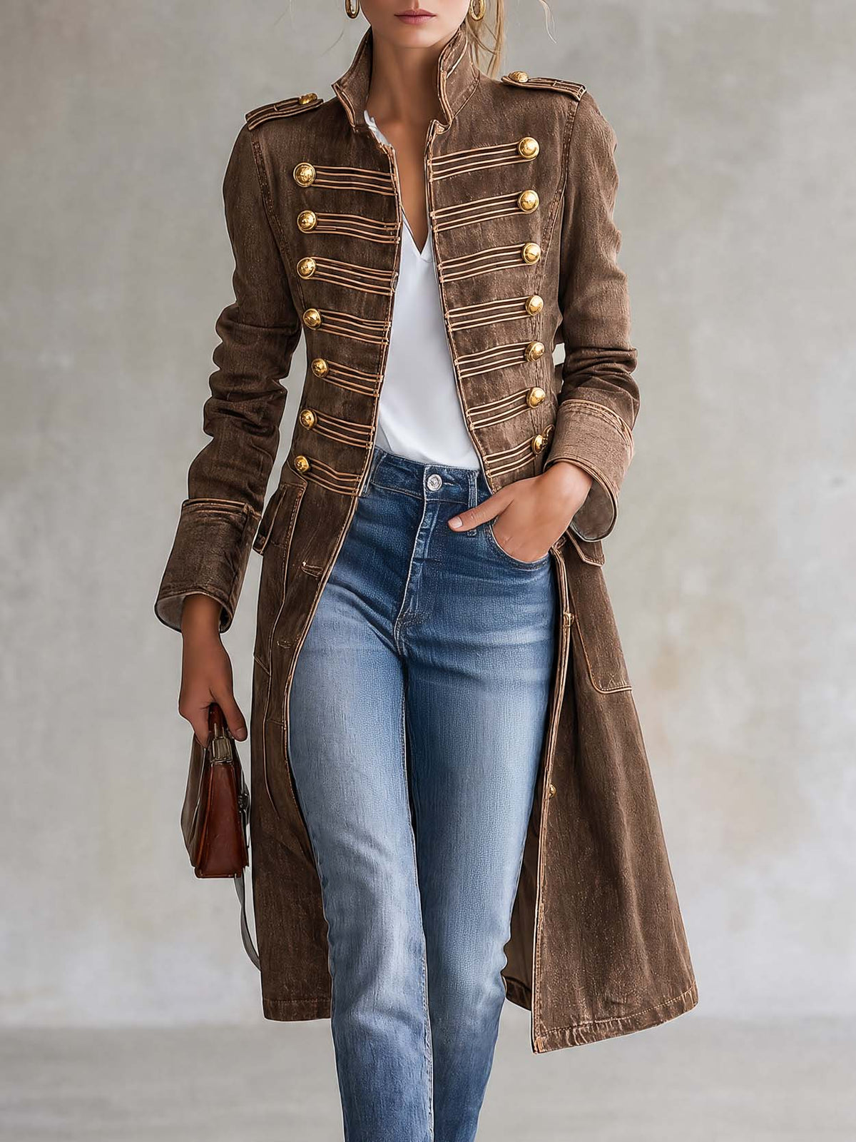 Vintage Washed Denim Military Longline Coat | Women's Coat 10