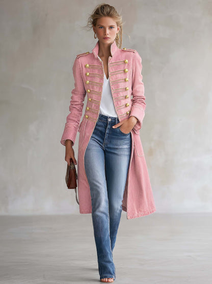 Vintage Washed Denim Military Longline Coat | Women's Coat 2
