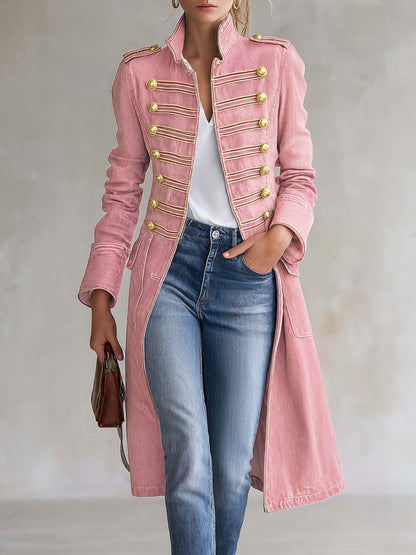 Vintage Washed Denim Military Longline Coat | Women's Coat 9