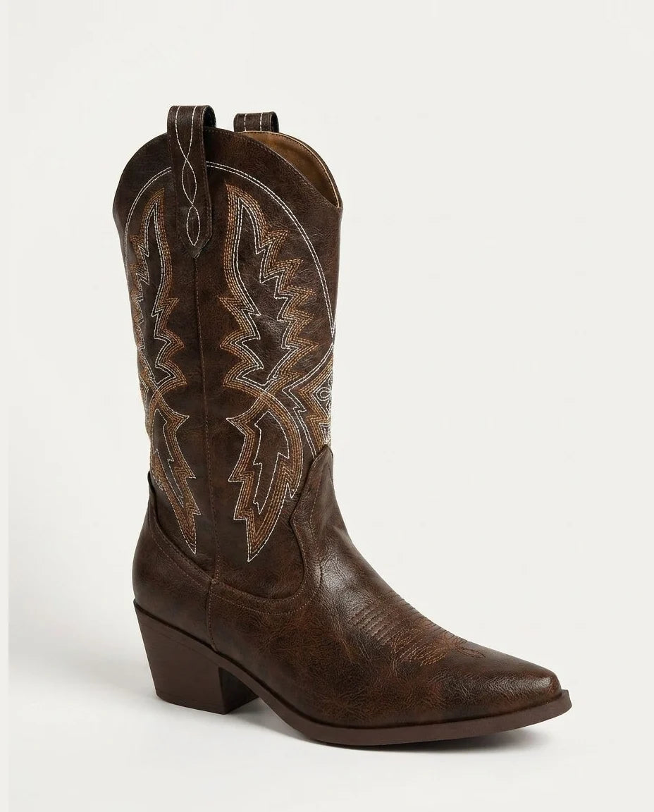 Western Embroidered Knee-High Boots | Faux Leather Cowboy Boots 1