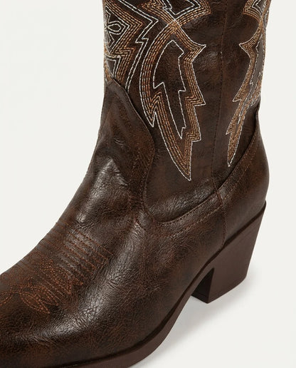 Western Embroidered Knee-High Boots | Faux Leather Cowboy Boots 2