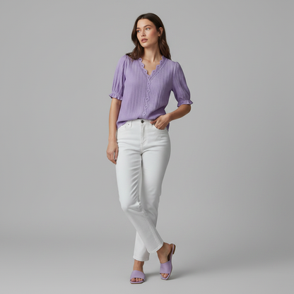 White Puff Sleeve Blouse | Elegant Summer Top for Women