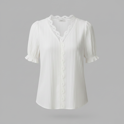White Puff Sleeve Blouse | Elegant Summer Top for Women