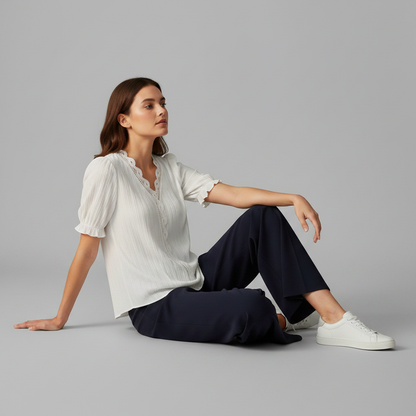 White Puff Sleeve Blouse | Elegant Summer Top for Women