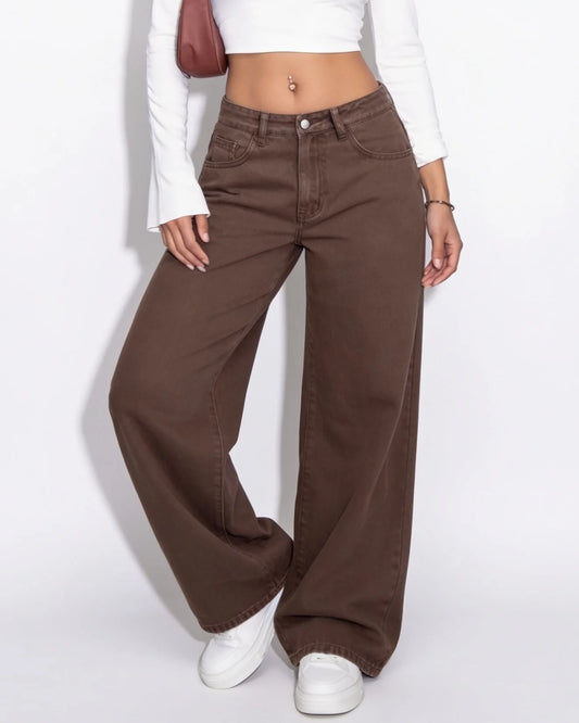 Wide-Leg Baggy Jeans | Mid-Rise Relaxed Fit Cotton 0