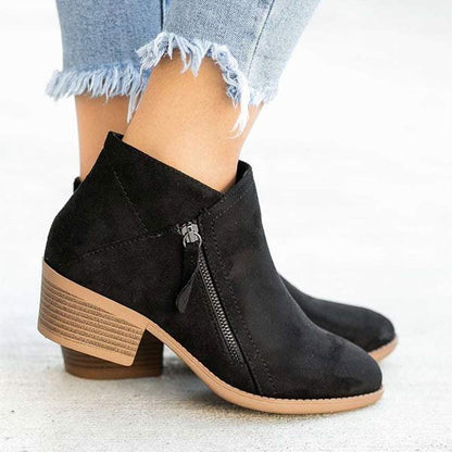 Women's Black Low-Heel Boots 1