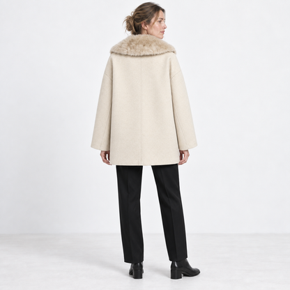 Women's Faux Fur Shawl Collar Winter Coat | Double-Breasted 2