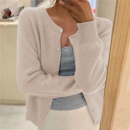 Women's Fine-Knit Button-Up Cardigan | Long Sleeve Cardigan 2