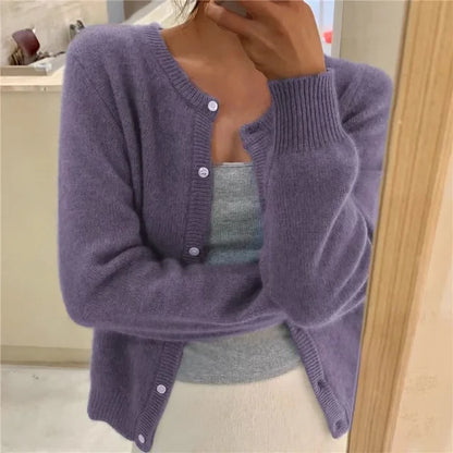 Women's Fine-Knit Button-Up Cardigan | Long Sleeve Cardigan 3