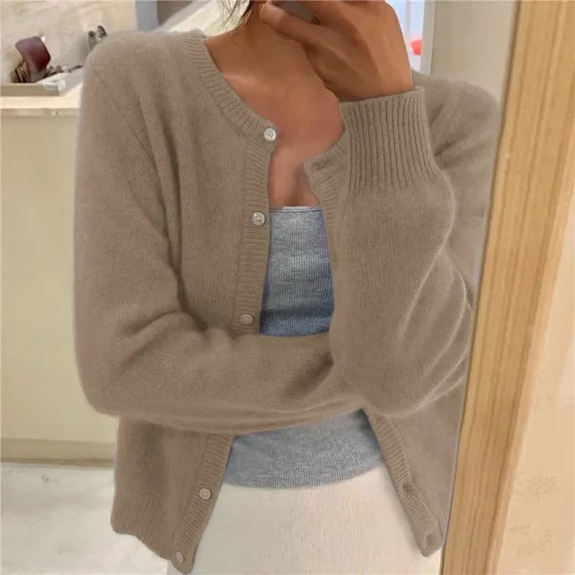Women's Fine-Knit Button-Up Cardigan | Long Sleeve Cardigan 4