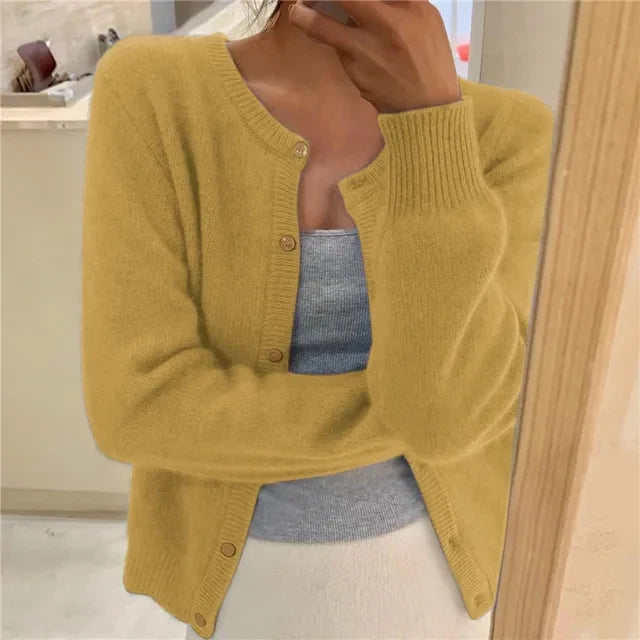 Women's Fine-Knit Button-Up Cardigan | Long Sleeve Cardigan 5