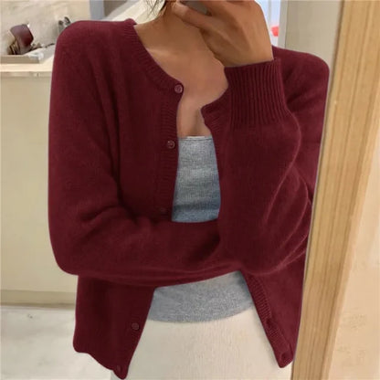 Women's Fine-Knit Button-Up Cardigan | Long Sleeve Cardigan 6