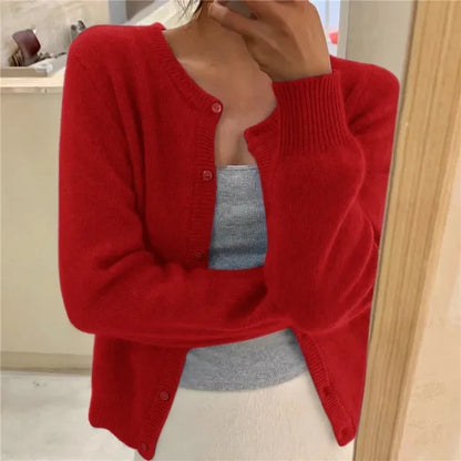 Women's Fine-Knit Button-Up Cardigan | Long Sleeve Cardigan 7