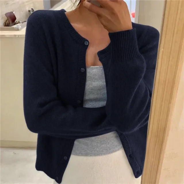 Women's Fine-Knit Button-Up Cardigan | Long Sleeve Cardigan 8