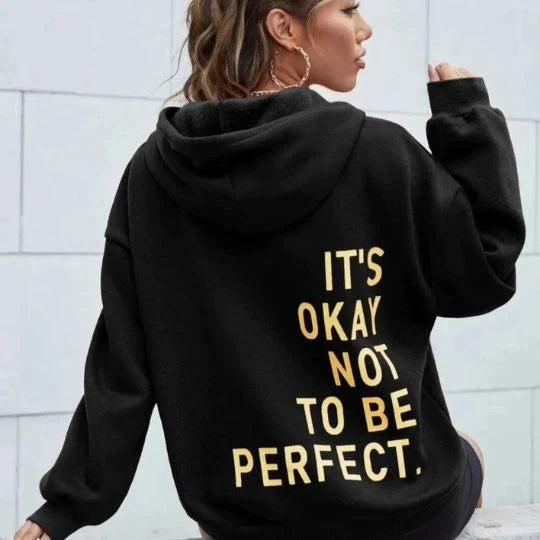 Women's Hoodie Relaxed Fit Polyester with Back Text Print | Sweatshirt 0