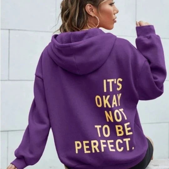 Women's Hoodie Relaxed Fit Polyester with Back Text Print | Sweatshirt 4