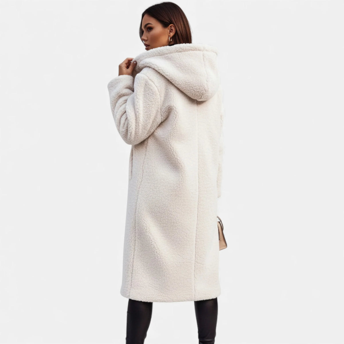 Women's Plush Faux-Fleece Long Coat | Long-Line Tailored Coat 3
